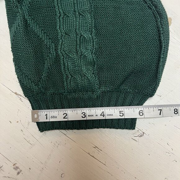 CHOLES Vestidos - Green - Cable Knit Sweater - Drop Sleeve - Mock Turtle Neck L - Picture 10 of 13